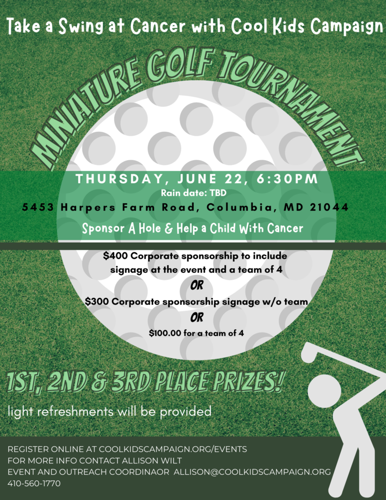 Columbia Miniature Golf Tournament & Fundraiser - Cool Kids Campaign